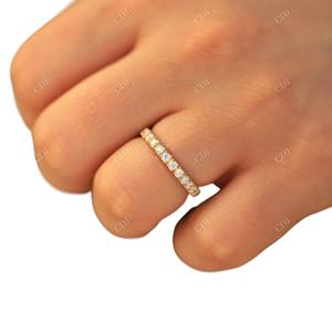 แหวนแต่งงานชุบทองคำขาว 10K 14K 18K คุณภาพสูง ประดับเพชรโมอิสซาไนต์ 0.50 กะรัต รับรองโดย GRA ดีไซน์ครึ่งวงคลาสสิกทันสมัย - Product Image 1