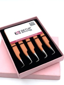 Pince à épiler professionnelle pour extensions de cils en acier inoxydable, finition mate orange, pointe argentée à 90 degrés, antistatique - Product Image 3