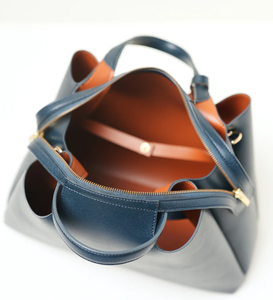 Bolso de Mano de Cuero Genuino Azul Marino para Mujer, Bolso de Hombro Estructurado, Bolso Cruzado, Bolso Tipo Satchel Vintage, Elegante Bolso de Trabajo - Product Image 5