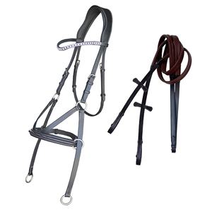 Fatto a mano cavallo professionale quadrato rialzato imbottito briglia Veg in pelle conciata alta qualità Bitless disponibile prezzo all'ingrosso - Product Image 2