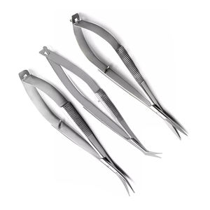 Micro tijeras de alta calidad curvadas de acero inoxidable alemán de grado Industrial punta afilada Micro tijera quirúrgica de resorte - Product Image 5