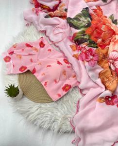 Sari de seda Georgette suave de estilo moderno y elegante de diseñador recién llegado con trabajo hecho a mano y piedra blanca Moti Border Work proveedor indio - Product Image 4