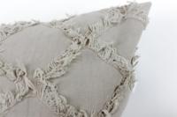 Housse de coussin en coton pur à franges beige bohème, motif losanges, faite à la main, style bohème macramé