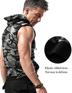 <b>Mens</b> bodybuilding <b>sleeveless</b> hoodie fitted gym training sweatshirt for workout fitness streetwear wear - Product Image 3
