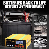 Chargeur de batterie 12-24V avec affichage LED et pince de connexion pour batteries de voiture et de moto
