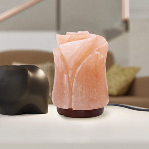 Lampe de fleur de sel de l'Himalaya bloc de cristal de roche naturel ambre éclairage bien-être relaxation méditation salle décoration - Product Image 6