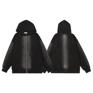 New Look Custom Acid Wash & Sun faded Hoodie Hombres French Terry Custom Logo Heavyweight Pullover Oversized Sun Faded Zip up Hoodie - Product Image 1