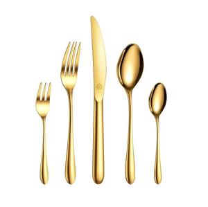 Juego de cubiertos chapados en oro de metal Royal Look con mango largo y delgado para el hogar y la boda Juegos de cubiertos de mesa - Product Image 4