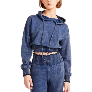 Sudadera con capucha de mujer de talla grande con lavado ácido OEM de mejor diseño, cuello con capucha transpirable de Color sólido ligero para adultos - Product Image 1