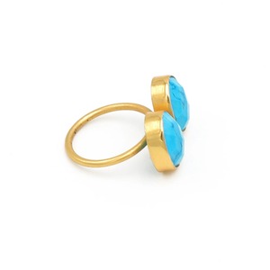 Anillo de piedras preciosas ajustable ovalado turquesa más vendido para mujeres y niñas Aniversario de compromiso y aspecto festivo para exportación - Product Image 3