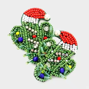 Abalorios bordados pendientes de gota elegante Navidad vacaciones moda joyería diseño por MD artesanía - Product Image 1