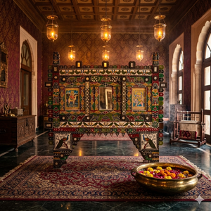 Soporte de Madera Pintado para Shisha con Espejo y Paneles Decorativos - Product Image 2