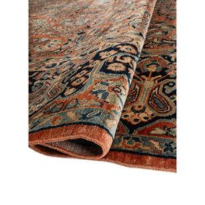 Tapis en laine noué à la main Aalam, grande surface, rouge, orange, floral abstrait, pour entrée, couloir, rectangulaire 9x12 pouces - Product Image 2