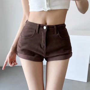 กางเกงยีนส์ขาสั้นเอวสูงสำหรับผู้หญิง, กางเกงยีนส์ขาสั้นเอวต่ำเอวต่ำแบบลำลองใส่แล้วดูหลวมกางเกงขาบานขายดี - Product Image 6