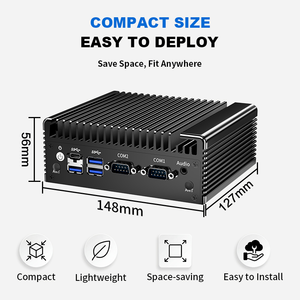 Mini PC Industrial Sin Ventilador Intel N100 N150, Windows 10/11, Linux, Servidor IA, Mini PC Potente, 2 LAN, 4 RS232 COM, Riel DIN, 9~36V - Product Image 5