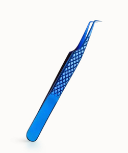 Pince à épiler incurvée Extension de cils Or Diamant Isolation précise Volume Pince à épiler Extensions de cils couleur plasma bleu - Product Image 4
