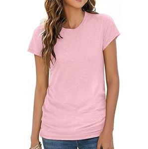 Camisetas de Yoga de Alta Calidad con Cuello Redondo, Color Sólido, Ropa Casual para Mujer, Camisetas con Cuello Redondo Hechas con el Mejor Material, Camiseta Lisa - Product Image 5