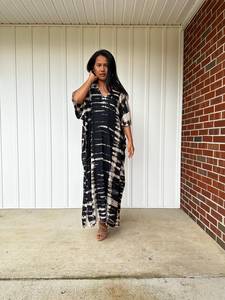 Robe rouge tie-dye pour femmes, robe africaine, cadeau pour la plage, vêtements de détente, caftan marocain, luxe - Product Image 4