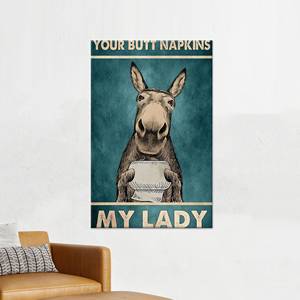 Toile imprimée : Affiche de salle de bain amusante avec un âne « Your Butt Napkins My Lady », toile enveloppée 1P - Product Image 1