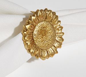 Vente en gros Rond de serviette en métal doré avec motif tournesol Hôtel restaurant pour mariage d'Inde - Product Image 5