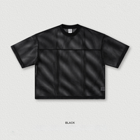 T-shirt en maille coupe ample pour homme, style streetwear, ajouré, respirant, en tissu filet, à manches courtes, pour superposition, avec logo personnalisé