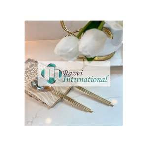 Serveurs à salade avec poignées en boucle dorée Couverts en métal en acier inoxydable Décoratifs faits à la main Couverts de luxe Décoration HandmadeCoutellerie - Product Image 4