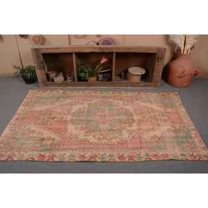 พรมสไตล์ตุรกีโบราณขนาด3.7x7ฟุตดีไซน์คลาสสิกพื้นที่ขนาดใหญ่งานเย็บปะสีชมพูสีเขียวผ้าขนสัตว์วัสดุลาเท็กซ์สำหรับวัยรุ่นห้องโถงสี่เหลี่ยมผืนผ้า - Product Image 4