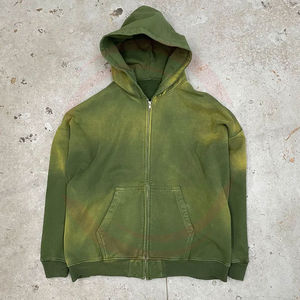 Venta al por mayor de gran tamaño Vintage Distressed Acid Wash Hoodie 500Gsm Heavyweight Fleece para hombres para el invierno - Product Image 4