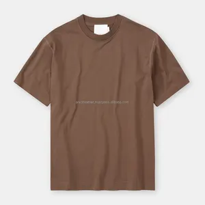 Customized Men's T-Shirt Brown Color Short Sleeve Pullover Slim Fit Men's T Shirt With Customized Design And Size