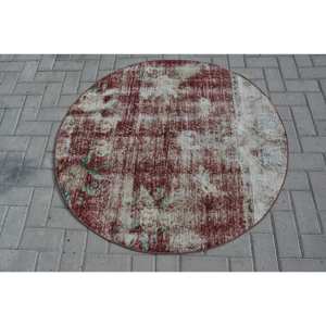 Alfombra turca vintage, diseño de retazos rojo y verde, 3,9x4 pies, tejido plano de lana, alfombra para sala de estar con respaldo de látex - Product Image 3