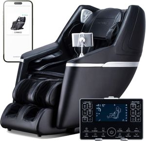Fauteuil de massage pour tout le corps, fauteuil de massage à gravité zéro avec chaleur, rouleaux de massage, repose-pieds, modes automatiques, haut-parleur Bluetooth, écran tactile - Product Image 1