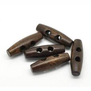 Boutons ovales sculptés en bois naturel avec 2 trous pour la décoration d'accessoires vestimentaires et l'amélioration du manteau pour le traitement des vêtements - Product Image 1
