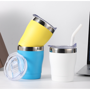 Mini Double Layer Stainless Steel Kids Cup <b>with</b> Lid Colorful <b>Straw</b> 9oz Vacuum Insulated Office Cup - Product Image 6
