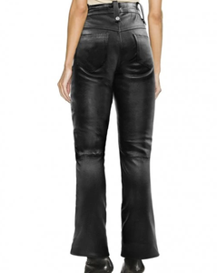 Womens <b>Leather</b> Breathable Plus Size Genuine <b>Leather</b> Pants <b>Trousers</b> Windproof Fashion Lambskin <b>Flared</b> Pants - Product Image 2