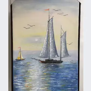 ภาพวาดภูมิทัศน์เวียดนามสมัยใหม่ภาพวาดสีน้ํามันบทคัดย่อมือทาสีเรือสําหรับตกแต่ง - Product Image 1