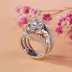 Anillo de Compromiso Vintage de Plata de Ley con Diamante Redondo de Corte Brillante, para Regalos de Boda y Fiesta, Exportado de la India - Product Image 1