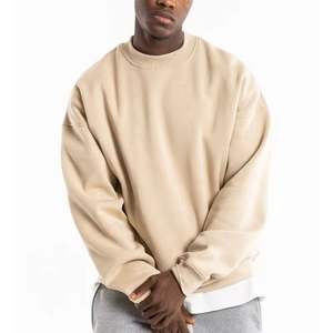 Sweatshirts d'hiver pour hommes en gros, broderie personnalisée, molleton en tissu éponge français 320g, épaules tombantes, unisexe, surdimensionné, col rond, anti-boulochage - Product Image 1