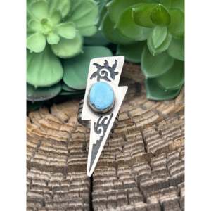Anillo de Rayo de Plata de Ley con Turquesa Golden Hill Navajo, Talla 7, con Baño de Oro Rosa y Engaste de Bisel, Chapado en Oro de 18K, Regalo - Product Image 1