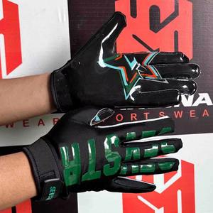 New Arrival Full-Finger Breathable Lightweight Anti-Slip American Football Receiver Gloves Adjustable <b>Wrist</b> <b>Strap</b> Hook Loop - Product Image 6