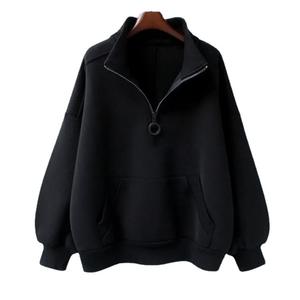 Sweat-shirt à capuche hip-hop unisexe de couleur unie à col rond déchiré pour hommes et femmes - Product Image 3