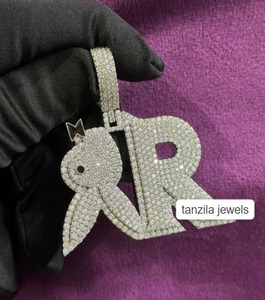 <b>Moissanite</b> Customized Rabite Pendant 925 Sterling Silver <b>Moissanite</b> Diamond & <b>Other</b> Diamond <b>Jewelry</b> - Product Image 2