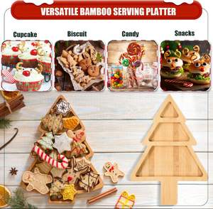 ถาดไม้ไผ่หลายช่องสำหรับใส่ของตกแต่งวันหยุดถาดไม้รูปทรงต้นคริสต์มาส - Product Image 6