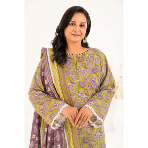 Conjunto de 3 piezas de algodón estampado Khaddar para mujer: Salwar Kameez, Dupatta, sin arrugas, ajuste holgado, estilo pakistaní, festivo, étnico indio - Product Image 1