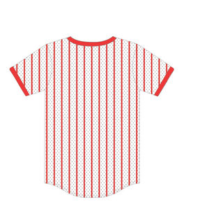 Maillot de baseball personnalisé KAP à rayures fines blanches, 100% polyester, t-shirt de fraternité en maille avec logos brodés - Product Image 3