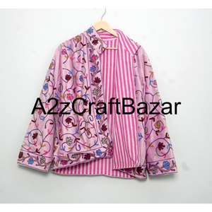 Chaqueta Boho Chic Hecha a Mano, 100% Algodón, Tejido de Punto, Patrón Floral Bordado, Ecológica, Transpirable, Rápida para el Invierno - Product Image 6