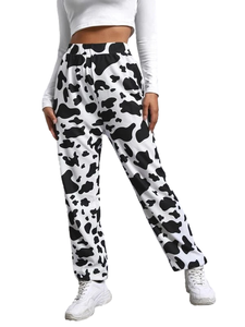 Custom Pattern Cotton <b>Trousers</b> High Waist Wide Leg Cow Print Sweat Pants <b>Women</b> Joggers - Product Image 2