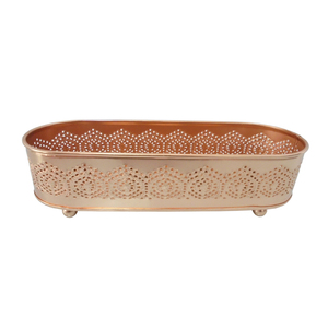 Bandeja ovalada de Metal de hierro de diseño único, portavelas de Adviento, Color dorado para decoración navideña, hecho a mano, personalizado a granel - Product Image 1