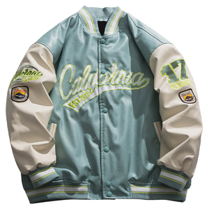 Chaqueta Bomber Vintage Personalizada para Hombre, Cuello Alto, Manga de Cuero Vacuno, Parche Bordado, Estilo Universitario - Product Image 5