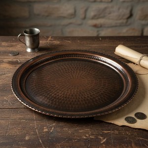 ถาดเสิร์ฟทองแดงและสแตนเลสสตีล งานแฮนด์เมด สไตล์โบราณ เป็นมิตรกับสิ่งแวดล้อม ถาดอาหารตกแต่ง ถาดโลหะทำมือ - Product Image 1