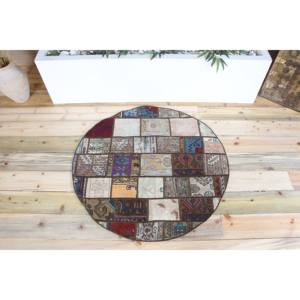 Tapis rond turc, tapis vintage 3,3x3,3 pieds, tapis en laine marron à motifs floraux - Product Image 1